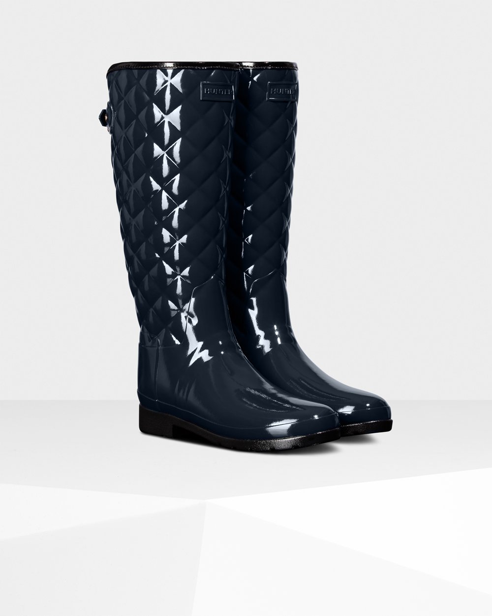 Botas De Altas Refined Adjustable Quilted Gloss Hunter Mujer - Azul Marino - 598163AFZ